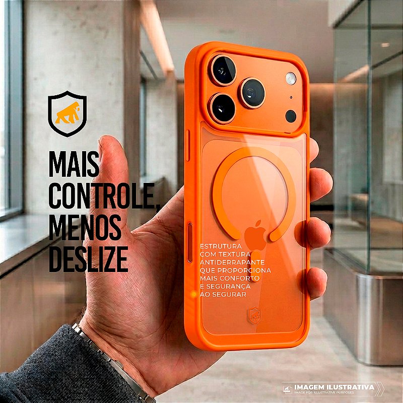 Capa para iPhone 17 Pro Max - Magsafe Wave Transparente - Laranja - Gshield - foto 6