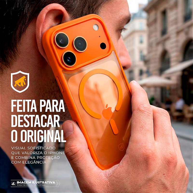 Capa para iPhone 17 Pro Max - Magsafe Wave Transparente - Laranja - Gshield - foto 5