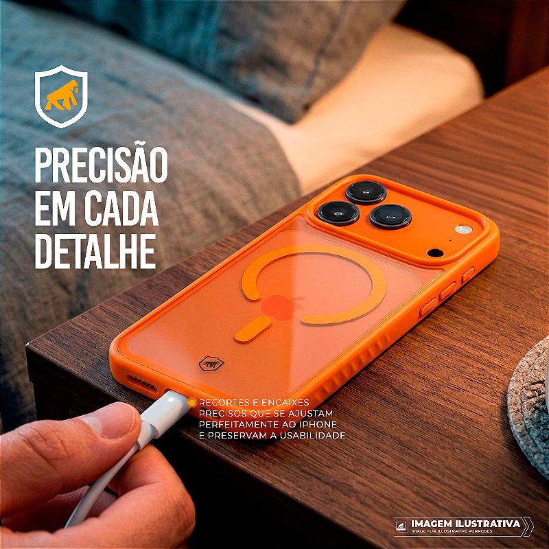 Capa para iPhone 17 Pro Max - Magsafe Wave Transparente - Laranja - Gshield - foto 3