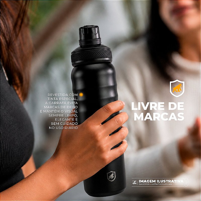 Garrafa Térmica Aço inoxidável de Parede Dupla 700ml, Quente ou Frio, Antivazamento com Alça de Silicone -Preta - Armor - Gshield - foto 7