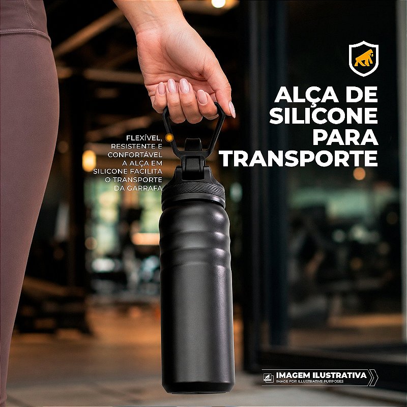 Garrafa Térmica Aço inoxidável de Parede Dupla 700ml, Quente ou Frio, Antivazamento com Alça de Silicone -Preta - Armor - Gshield - foto 5