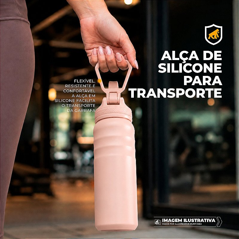 Garrafa Térmica Aço inoxidável de Parede Dupla 700ml, Quente ou Frio, Antivazamento com Alça de Silicone - Rosa - Armor - Gshield - foto 5
