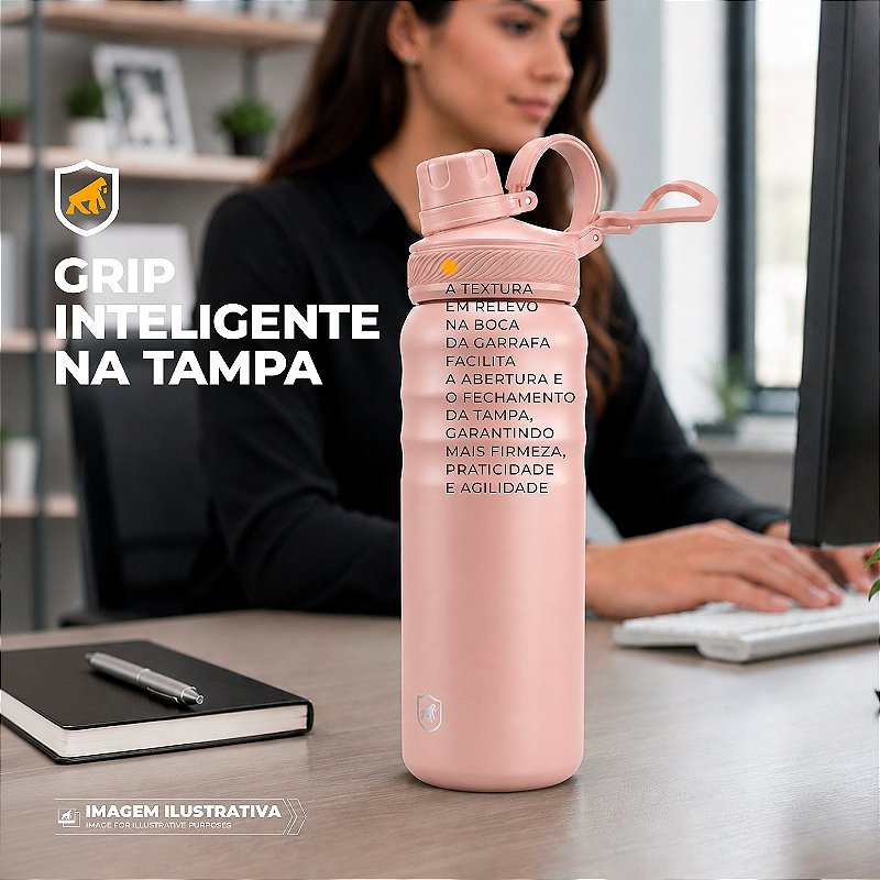 Garrafa Térmica Aço inoxidável de Parede Dupla 700ml, Quente ou Frio, Antivazamento com Alça de Silicone - Rosa - Armor - Gshield - foto 4