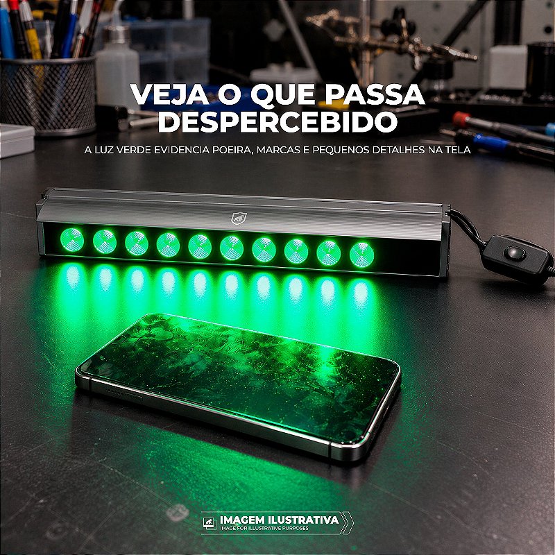 Luz LED Verde para Aplicação de Película com Interruptor Integrado ao Cabo - Gshield - foto 3