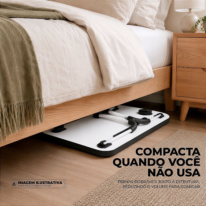 Mesa de Notebook Multiuso Armor Portátil Dobrável Preta para Cama e Sofá com Porta-Tablet e Porta-Copos - Gshield - foto 6