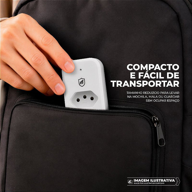 Protetor contra Surtos Elétricos Anti-Raio de até 1,2 kA com Tecnologia DPS, Fabricado em PC antichamas, Bivolt 10A e LED indicativo, Branco - Dual Shock - Gshield
