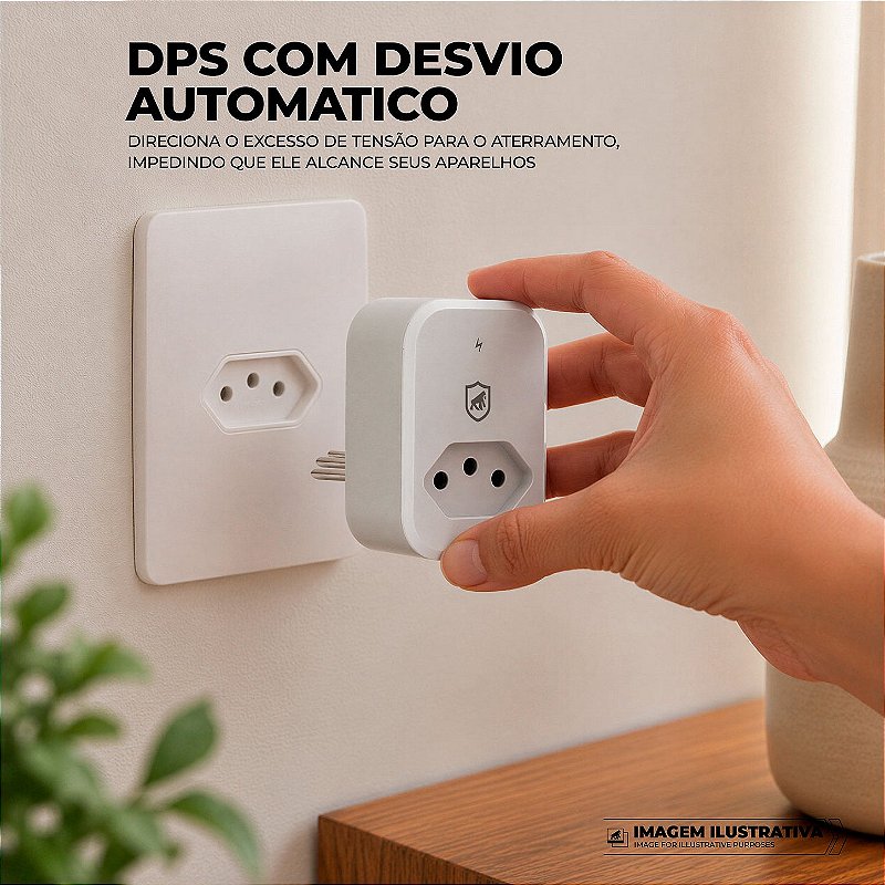 Protetor contra Surtos Elétricos Anti-Raio de até 1,2 kA com Tecnologia DPS, Fabricado em PC antichamas, Bivolt 10A e LED indicativo, Branco - Dual Shock - Gshield