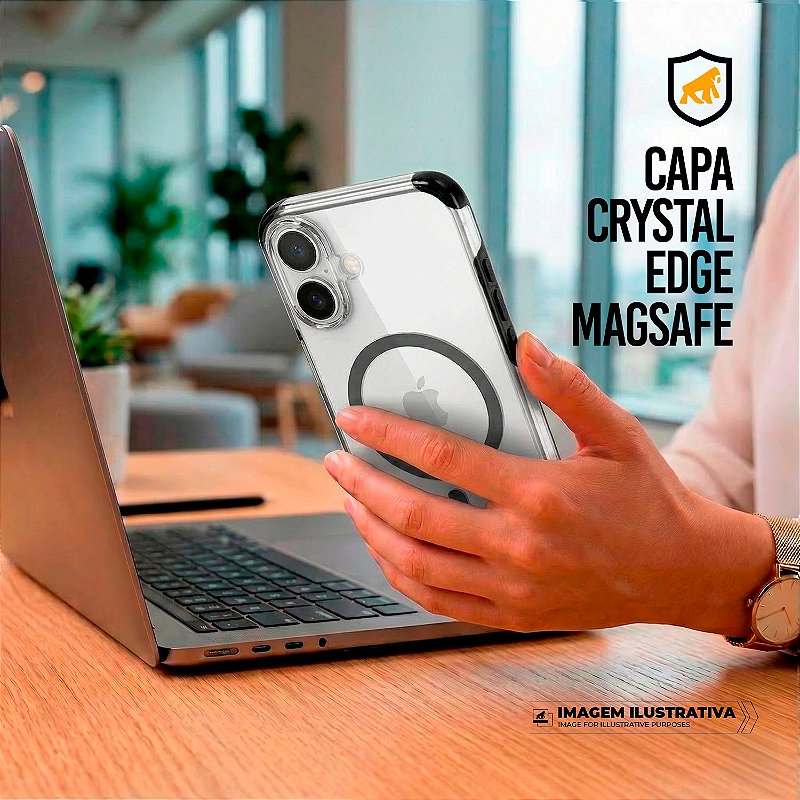 Capa para iPhone 17 - Crystal Edge Magsafe - Preta - NÃO AMARELA - Gshield - foto 7