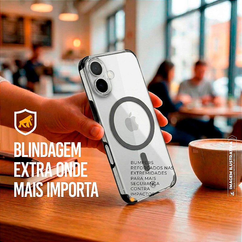 Capa para iPhone 17 - Crystal Edge Magsafe - Preta - NÃO AMARELA - Gshield - foto 6