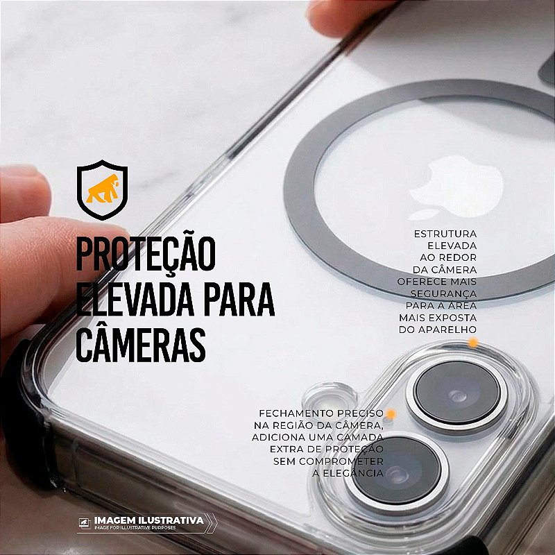 Capa para iPhone 17 - Crystal Edge Magsafe - Preta - NÃO AMARELA - Gshield - foto 4