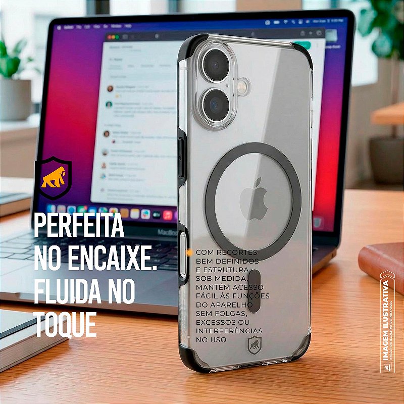 Capa para iPhone 17 - Crystal Edge Magsafe - Preta - NÃO AMARELA - Gshield - foto 3