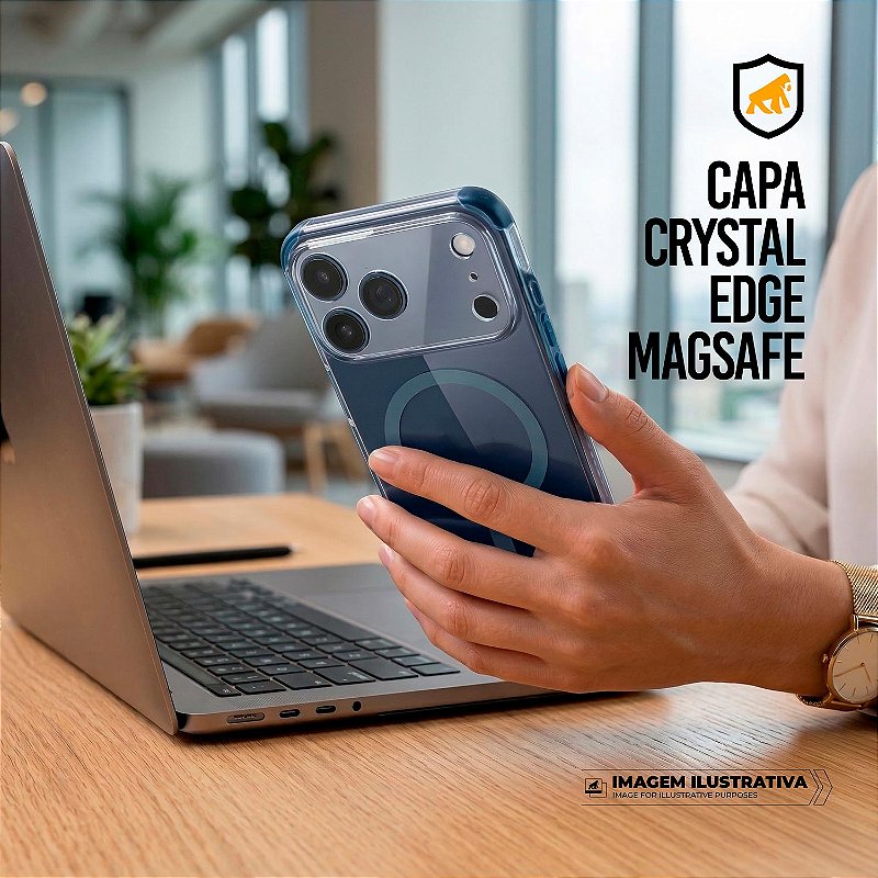 Capa para iPhone 17 Pro - Crystal Edge Magsafe - Azul - NÃO AMARELA - Gshield