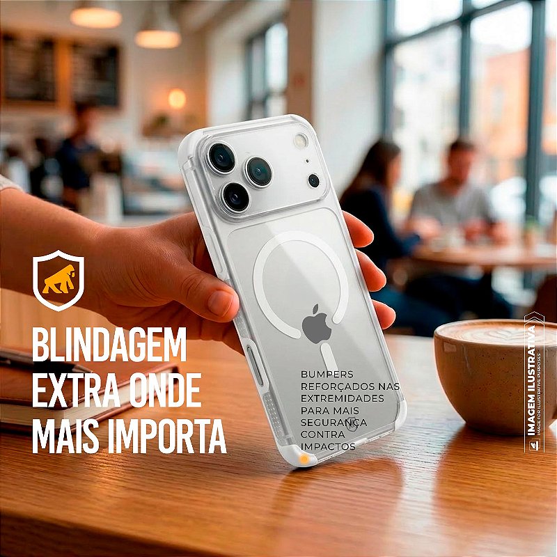 Capa para iPhone 17 Pro - Crystal Edge Magsafe - Branca - NÃO AMARELA - Gshield - foto 6