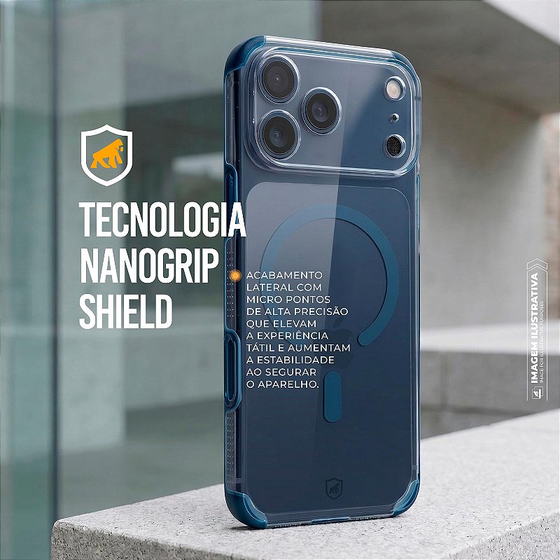 Capa para iPhone 17 Pro Max - Crystal Edge Magsafe - Azul - NÃO AMARELA - Gshield