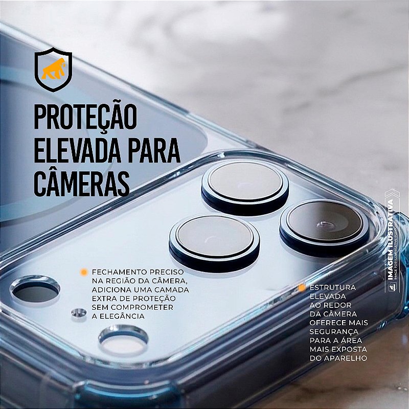 Capa para iPhone 17 Pro Max - Crystal Edge Magsafe - Azul - NÃO AMARELA - Gshield