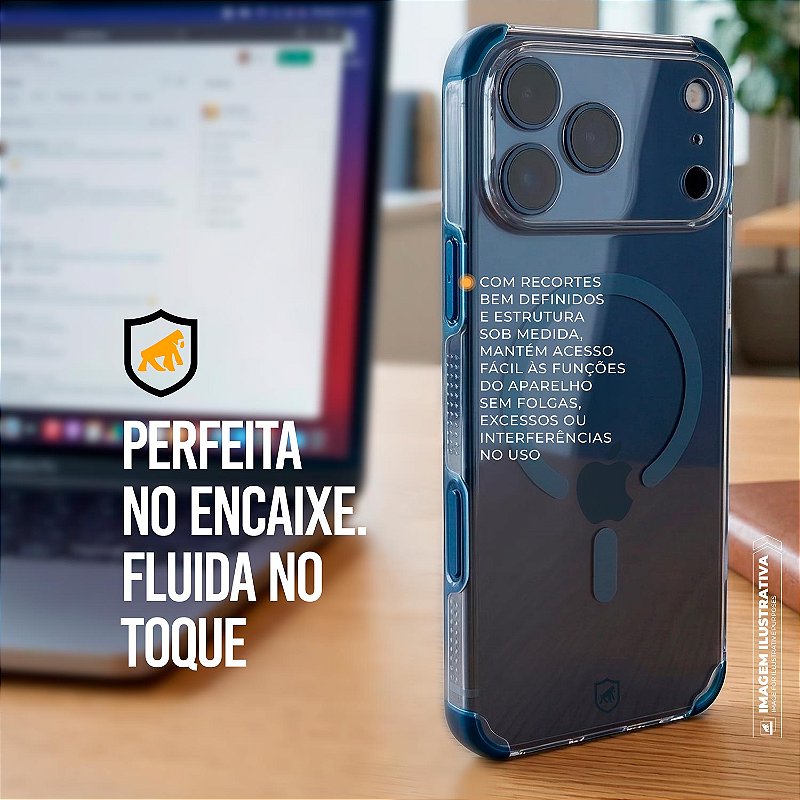 Capa para iPhone 17 Pro Max - Crystal Edge Magsafe - Azul - NÃO AMARELA - Gshield
