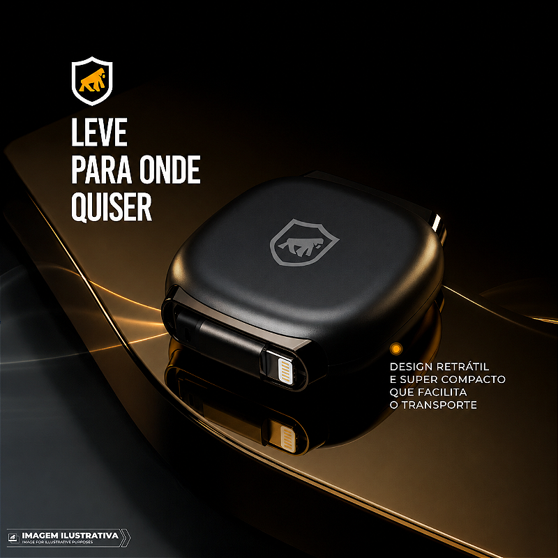 Cabo Retrátil Tipo C / Lightning 27W Fast Charge 1M, Transferência 480Mb/s, Compatível com iPhone, iPad e Centrais Automotivas - Victus - Gshield - foto 5