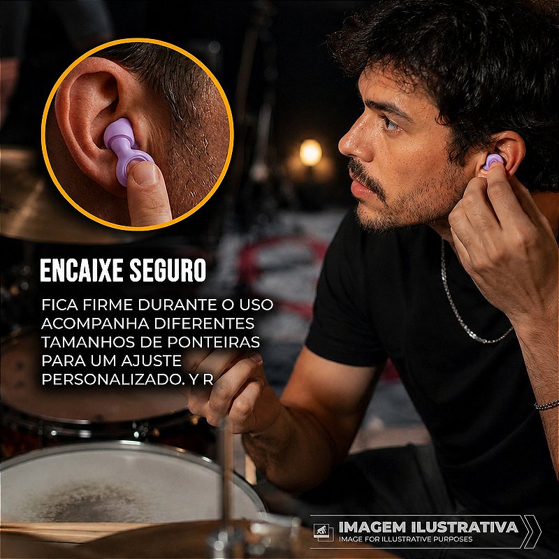 Tampão de Ouvido para Proteção Auricular Reutilizável em Silicone com 3 Tamanhos de Ponteiras - Lilás - Earplugs Shieeld Spirit - Gshield