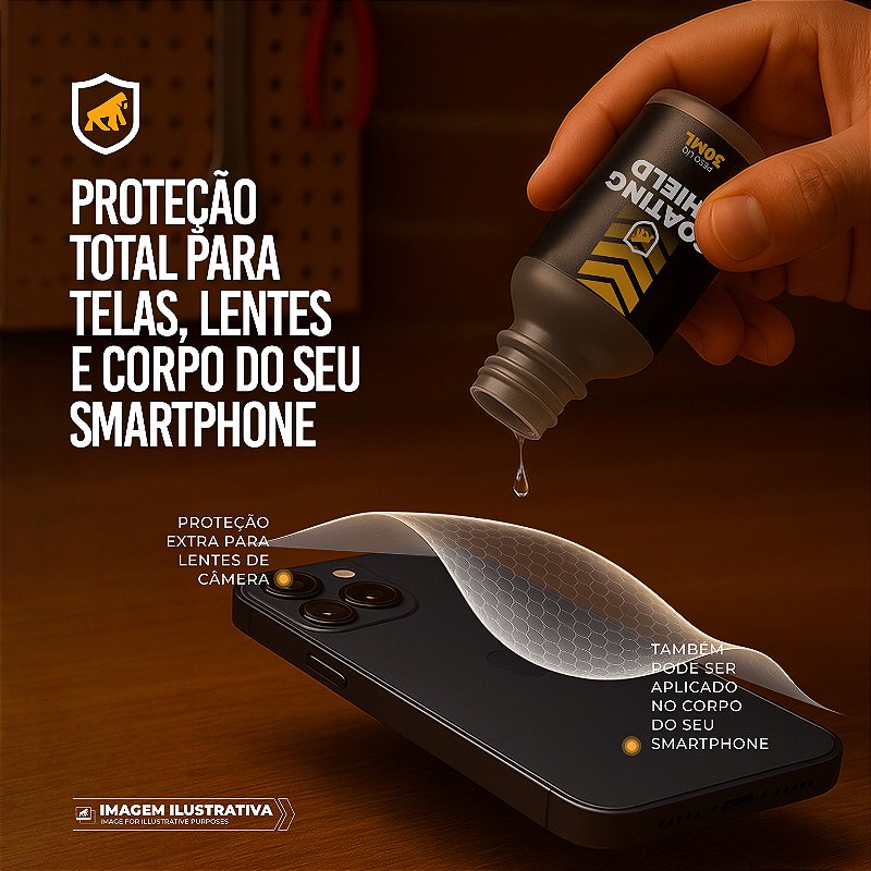 Nano Vitrificador Coating Shield 9H 30ml para Smartphone – Proteção Hidrofóbica e Antirriscos – Gshield - foto 2
