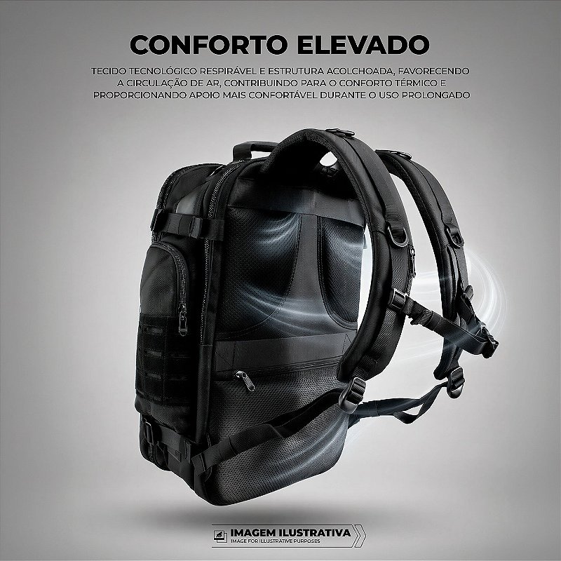 Mochila Bolsa Impermeável 30L com Compartimento para Calçado e Bolso Acolchoado de Notebook até 15.6", Cadeado Integrado - Victus - Gshield - foto 9