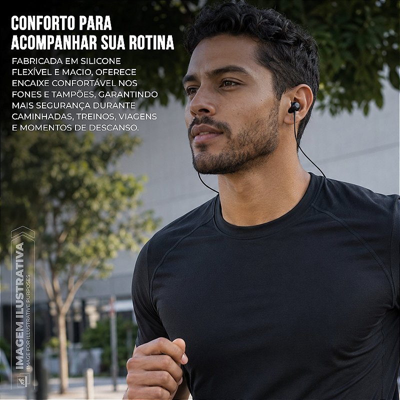 Cordão Anti-Perda Universal para Fones Sem Fio e Tampões de Ouvido em Silicone Flexível - Preto - Gshield - foto 4