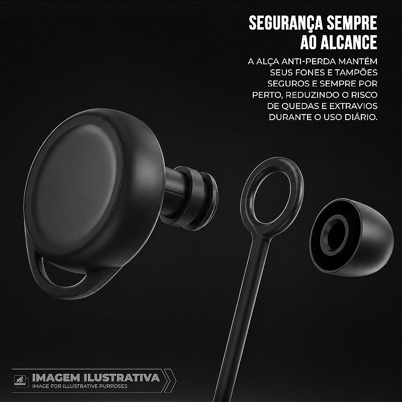 Cordão Anti-Perda Universal para Fones Sem Fio e Tampões de Ouvido em Silicone Flexível - Preto - Gshield - foto 2