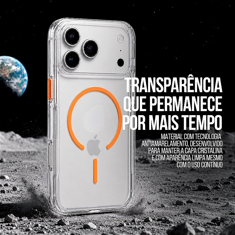 Capa Crystal Venesis Magsafe para iPhone 17 Pro / 18 Pro - Laranja - SPACE - foto 2