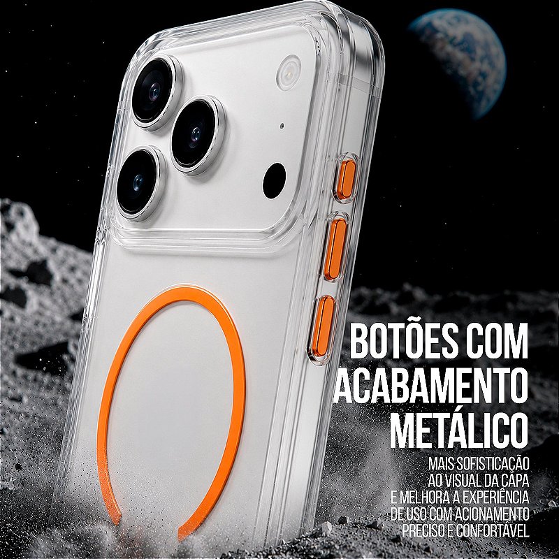 Capa Crystal Venesis Magsafe para iPhone 17 Pro / 18 Pro - Laranja - SPACE - foto 6