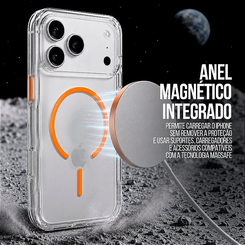 Capa Crystal Venesis Magsafe para iPhone 17 Pro Max / 18 Pro Max - Laranja - SPACE - foto 7