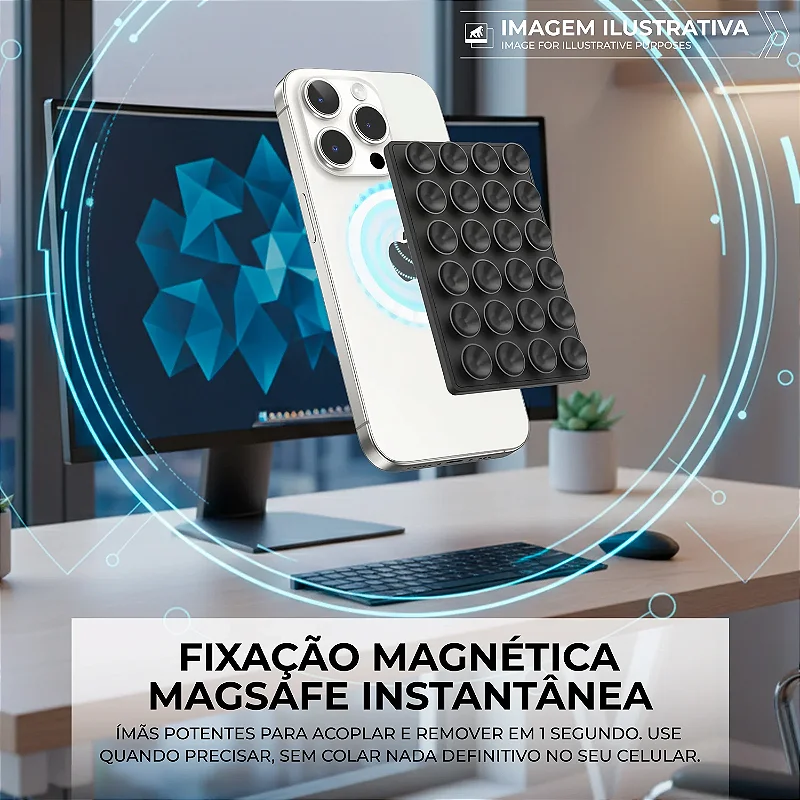 Kit Magsafe: Capa Crystal Slim para Samsung Galaxy S25 FE + Ventosa - Gshield