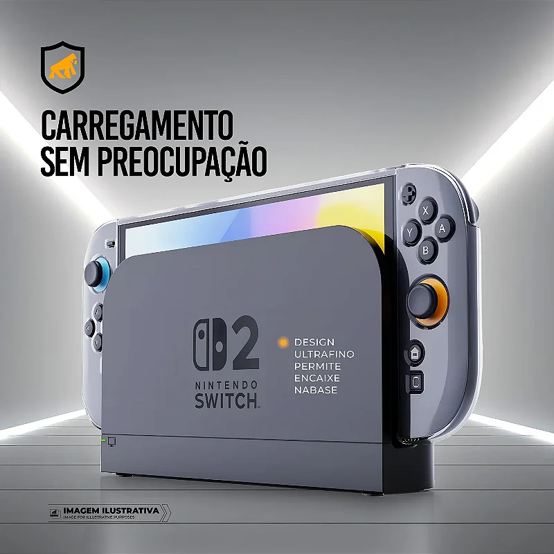 Kit Capa Crystal Slim para Nintendo Switch 2 + Película Hydrogel Fosca - Gshield