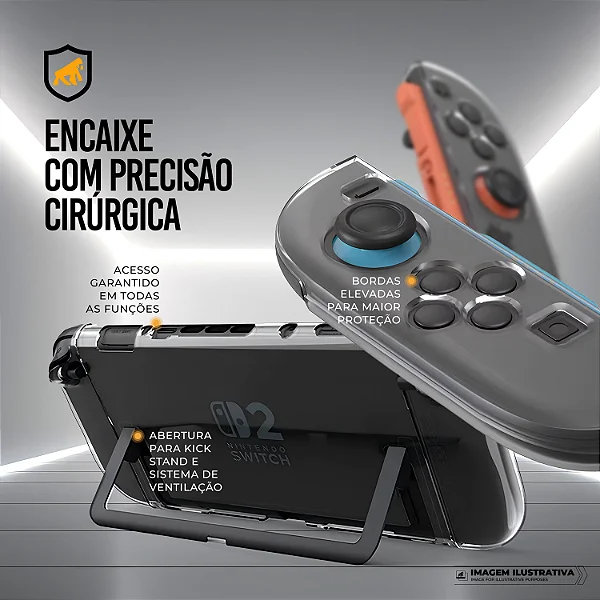 Kit Capa Crystal Slim para Nintendo Switch 2 + Película Hydrogel Fosca - Gshield