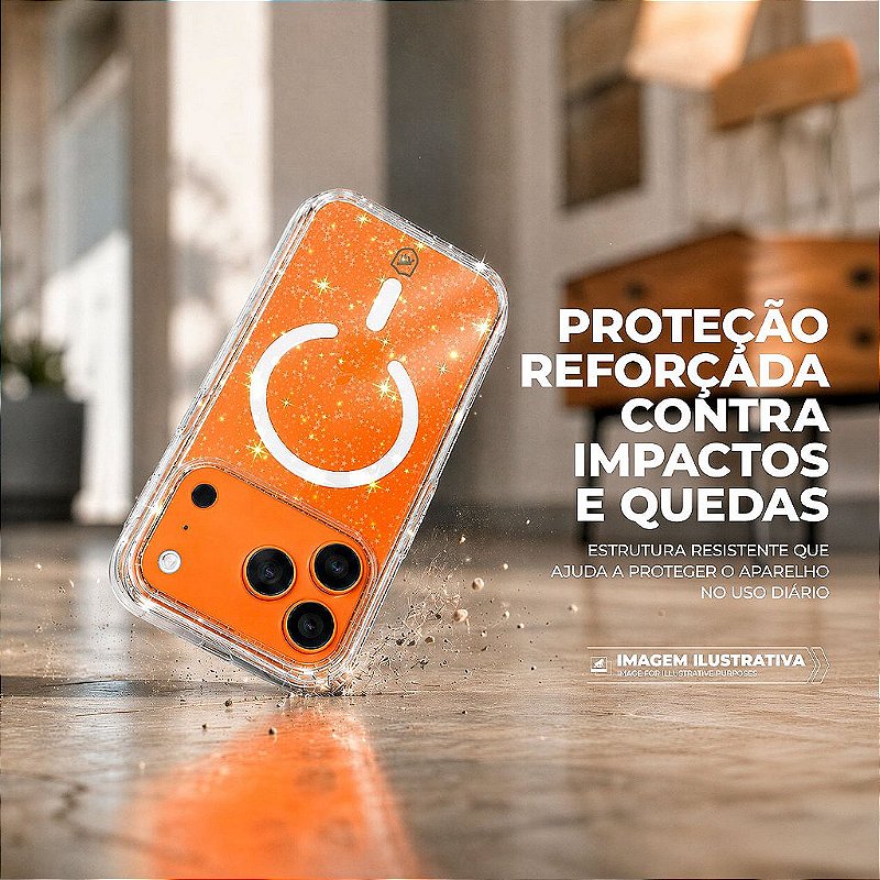 Capa para iPhone 16E / 17E - Crystal Slim Magsafe - NÃO AMARELA - Transparente Glitter - Gshield