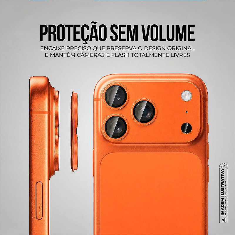 Protetor de Lente para iPhone 17 Pro - Survivor - Laranja com molde aplicador - Gshield