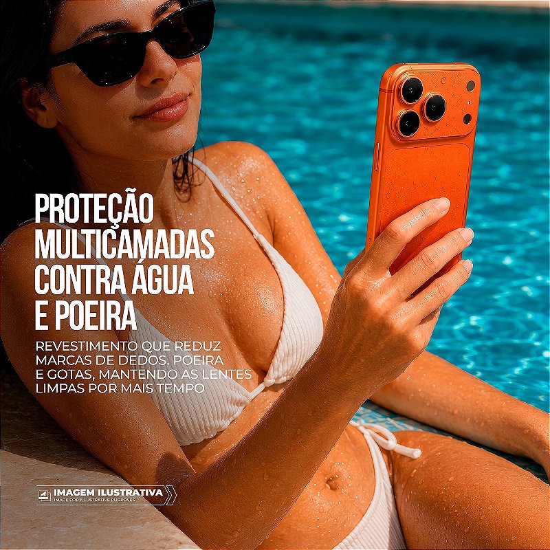 Protetor de Lente para iPhone 17 Pro Max - Survivor - Laranja com molde aplicador - Gshield