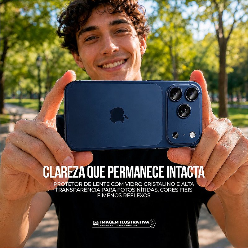Protetor de Lente para iPhone 17 Pro Max - Survivor - Azul com molde aplicador - Gshield