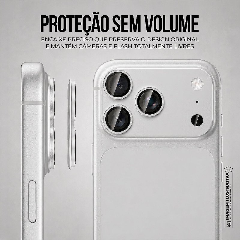 Protetor de Lente para iPhone 17 Pro Max - Survivor - Prata com molde aplicador - Gshield
