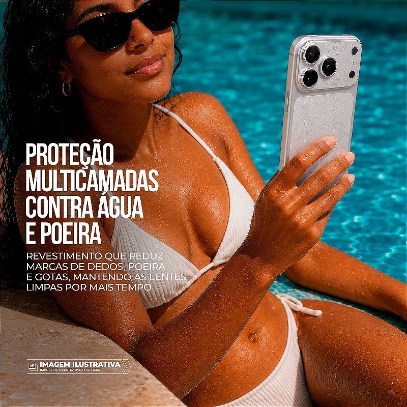 Protetor de Lente para iPhone 17 Pro Max - Survivor - Prata com molde aplicador - Gshield