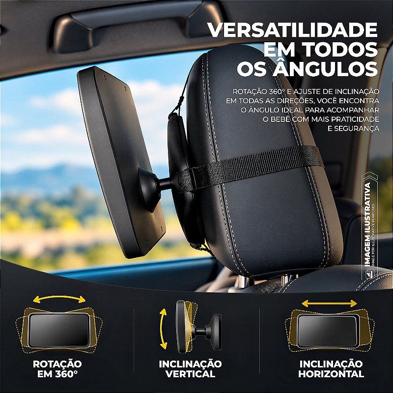 Espelho Infantil Convexo para Carro, Retrovisor de Segurança Bebê Conforto com Visão Ampla e Ajuste 360° - Armor - Gshield - foto 7