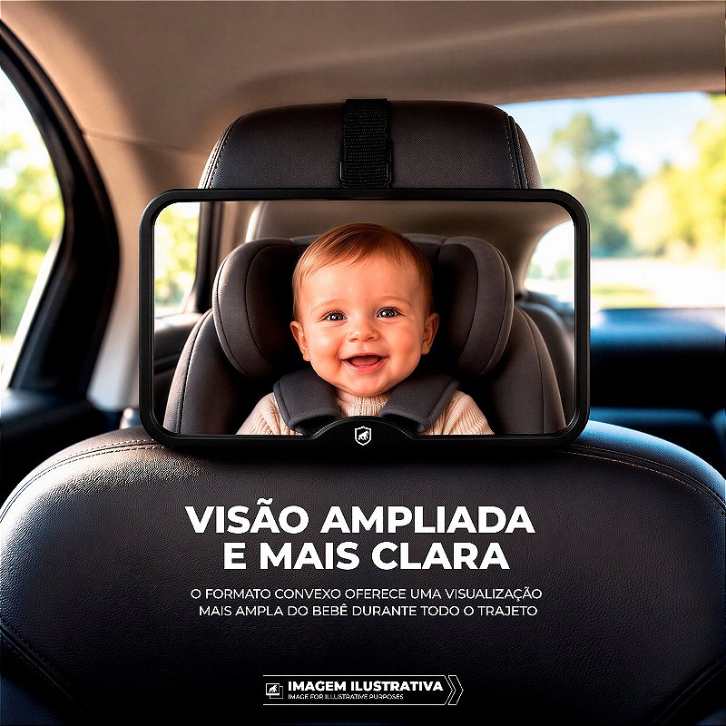 Espelho Infantil Convexo para Carro, Retrovisor de Segurança Bebê Conforto com Visão Ampla e Ajustável - Flex Baby View - Gshield - foto 4