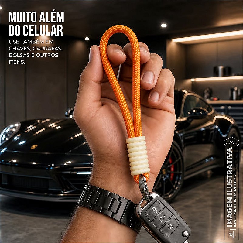 Cordão Stronger Alça de Pulso Universal 18cm em Nylon para Celular com Regulador Ajustável - Laranja - Gshield - foto 3