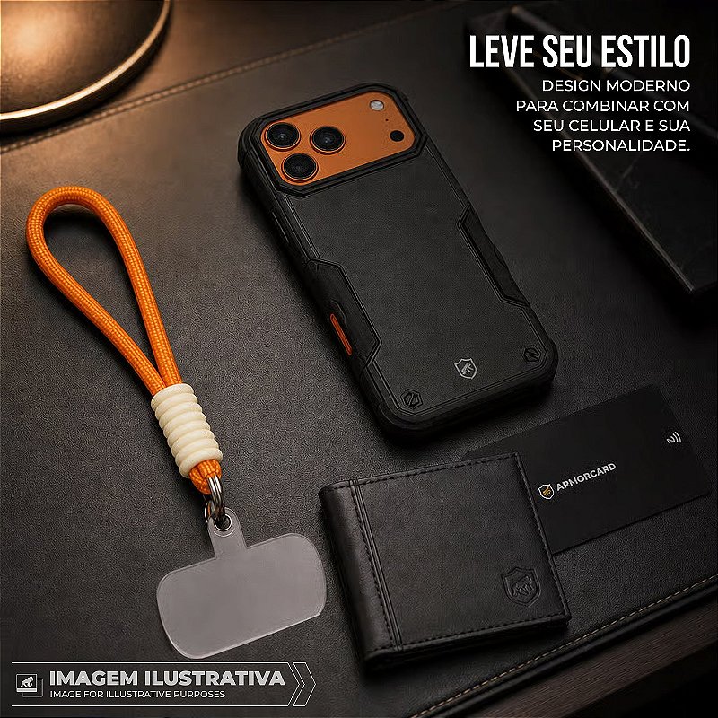 Cordão Stronger Alça de Pulso Universal 18cm em Nylon para Celular com Regulador Ajustável - Laranja - Gshield - foto 5