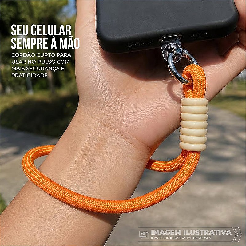 Cordão Stronger Alça de Pulso Universal 18cm em Nylon para Celular com Regulador Ajustável - Laranja - Gshield - foto 2