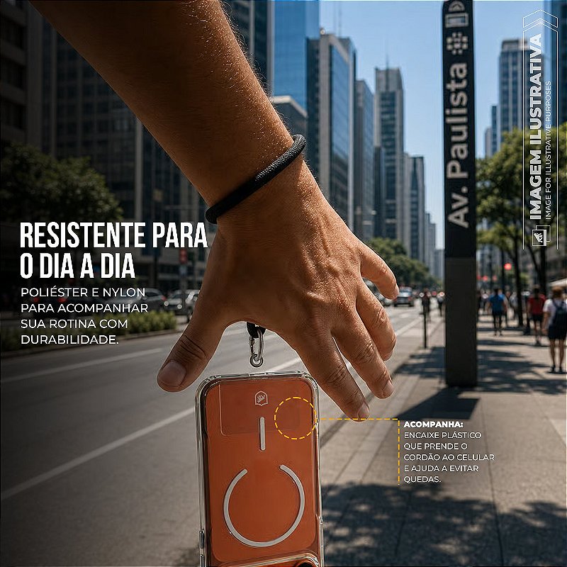 Cordão Stronger Alça de Pulso Universal 18cm em Nylon para Celular com Regulador Ajustável - Preto - Gshield - foto 3