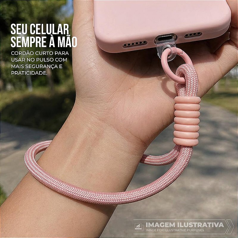 Cordão Stronger Alça de Pulso Universal 18cm em Nylon para Celular com Regulador Ajustável - Rosa - Gshield - foto 2