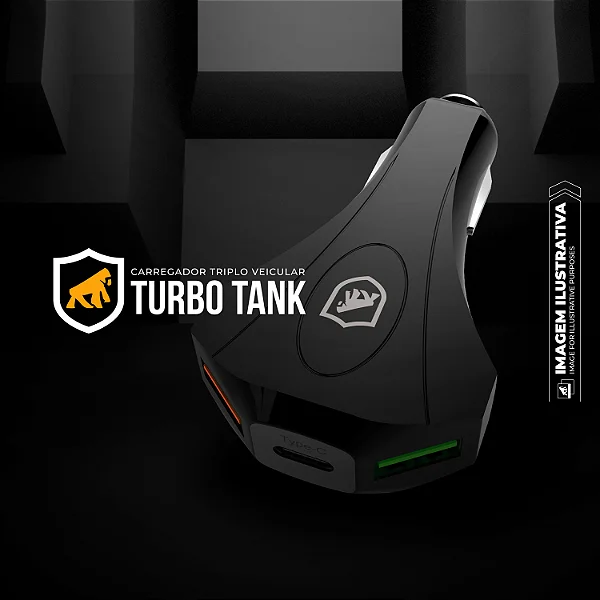 Kit Veicular: Suporte Tank Car + Cabo Defender 4 em 1 + Carregador Triplo Turbo Tank - Gshield - foto 12