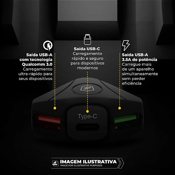 Kit Veicular: Suporte Tank Car + Cabo Defender 4 em 1 + Carregador Triplo Turbo Tank - Gshield - foto 8