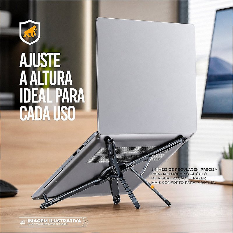 Kit Capa de Notebook Gravity 15,6" a 16" + Suporte de Mesa 4 em 1 Hydra - Gshield