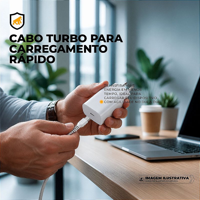 Cabo Dual Armor Tipo C/ Lightning 1M com Carregamento Rápido 27W Revestido em Nylon Balístico - Branco - Gshield