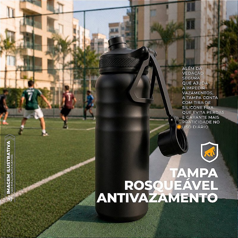 Garrafa Térmica Aço inoxidável de Parede Dupla 700ml, Quente ou Frio, Antivazamento com Alça de Silicone - Rosa/Preta - Armor - Gshield - foto 5